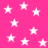 Pink background with scattered white stars, some appearing to fade in or out.