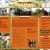 A static image of a pixelated orange webpage layout with multiple text blocks and a small dark square element, viewed through a blurred background.