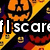 Pixelated image with Halloween-themed elements and partial text overlays on a split background.