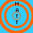 Four identical orange concentric circles on a light blue background with vertical black text reading M A T T in the center.