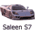 Pixelated image of a dark blue sports car with brown accents and a black grille, positioned above the text 'Saleen S7' on a gray background.