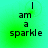 Green gradient background with black text reading "I am a sparkle" in four , each showing slight variations in pixel density and color saturation