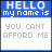 Blue and white pixelated graphic with 'HELLO my name is' text above gray text reading 'YOU CAN'T AFFORD ME'.