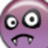 Pixelated purple face with mismatched eyes and a downturned mouth, rendered in low-resolution digital style.