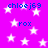 A static image with a bright pink background featuring white stars and blue text reading "chloej69" and "rox" scattered across the surface.