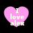 Four pink heart-shaped icons with white text reading "I love alex" arranged in a on a black background