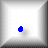 Four square display blue pixelated shapes on white backgrounds with gray borders; two show a single dot, one shows a comma-like shape, and one shows both