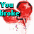 six pixelated images with text overlays: broken red balloons, a teal heart, black-and-white dots, silhouettes, a pink question mark, and a pink heart