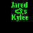 Green pixelated text on black background reads 'Jared', a stylized heart symbol, and 'Kylee' in four identical positions