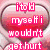Pixelated heart-shaped icon with pink text reading "itold myself i wouldnt get hurt" over a blurred background.