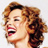 Static 48x48 pixel icon showing a close-up of a person's face with curly brown hair, red lips, and visible teeth in an open-mouthed expression against a white background.