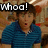 A person in a blue striped polo shirt appears across three with text overlays reading "Whoa!" and "I'm HOTT!" against a blurred background
