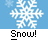 Pixelated snowflake icon with blue background and 'Snow!' text below, alongside red 'Instant Icons' and black '.com' text on gray.