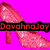 Pink high-heeled shoes on a bright pink background with repeated text overlays in orange, yellow, green, and cyan.