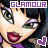 Pixelated cartoon character with dark hair and green eyes in a side-by-side contact sheet showing two animation frames, each with "GLAMOUR" text above the head and purple heart symbols below.