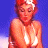Pixelated pinup-style figure with red hair and white headband against blue background, next to green text reading "Original Icons .com".