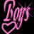 Pixelated pink cursive text on black background with subtle gradient and dithering effects.