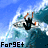 Animated sequence of a surfer on a wave with changing text below, showing motion in the surfer's arms and partial text variations.