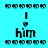 Pixelated icon with cyan background showing 'him' text, heart symbol, and vertical line, with white horizontal bars appearing and disappearing across frames.