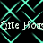 Animated pattern of cyan diamond-shaped lines on black background with repeated text overlay.