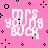 Pixelated pink background with white text 'mrs young buck' and scattered black geometric shapes.