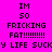 Pixelated text on a bright pink background with alternating light and dark pink sections, displaying repeated phrases in black block letters.