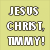 Six colored display pixelated text fragments forming a phrase across a