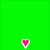 Pixelated pink hearts with white outlines animate against a solid green background, shifting positions