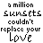 A 4x4 contact sheet of a pixel art animation showing repeated text "a million sunsets couldn't replace your love" with an orange heart symbol, where the word "sunsets" and heart change color across frames.