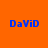 Four blue 'DaViD' text icons on orange background with pink gradient overlays in top-right and bottom-left positions.