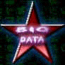 Animated star-shaped icon with 'BIO DATA' text, transitioning through multiple color and shape variations against a dark background.