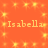 A static image with an orange background featuring a repeating pattern of small yellow star-like shapes and the name "Isabella" repeated four times in light yellow text.
