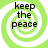 Green and white spiral background with black text reading 'keep the peace' in four identical