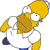 Pixelated character with yellow hair, brown shirt, and blue shoes in a dynamic pose against white background.