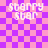 Pixelated text 'starry star' on a purple-pink checkered background with visible animation changes across frames.