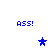 Blue pixelated text "ASS!" appears in four corners above two stars on a white background, with one star blue and the other light purple.