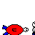 A 4x3 contact sheet of a pixel-art animated icon showing a gray stick figure interacting with a red oval object across 12 sampled frames.