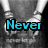Black-and-white image of a person's torso and hands with cyan text overlays reading "Never" and "Let go" across two