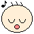 Pixelated circular character with closed eyes, pink mouth, and black spiky hair; three variations show blush marks on cheeks in different positions.