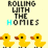 Pixelated image with text 'ROLLING WITH THE HOMIES' and three yellow ducklings below on a light background.