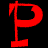 Two red pixelated P-shaped icons on black background, left frame shows closed loop at top right, right frame shows open curved tail at top right.