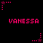 Pixelated pink text 'VANESSA' appears in two above and below a of star-shaped animations on black background