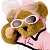 A pixelated cartoon teddy bear wearing sunglasses and a pink outfit with black trim, next to green text reading "Original Icons .com" on a dark background.