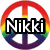 Three rainbow-colored peace sign icons with text overlays: 'Nikki', 'Dha', and 'Best' in bold black-outlined white letters.