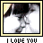 nine identical pixelated frames showing a black-and-white image with yellow borders and 'I LOVE YOU' text below each frame