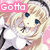 Pixelated anime-style girl with blonde hair and blue eyes, wearing a white dress with black accents against pink background.