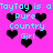 Pixelated cyan text on bright pink background with black heart symbols, repeating 'TayToy is a Pure Country Girl' in
