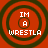 Four identical circular icons arranged in a on a solid red background, each containing concentric rings and pixelated text