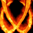 A pixelated orange and yellow flame design with two black circular eye shapes, featuring the text "Dylan" in white block letters on the right side.