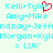 Pixelated cyan text pairs with a red heart symbol on a light background, arranged in a with repeated text elements